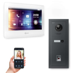 GOLIATH Hybrid 2-Draht BUS Türsprechanlage | Anthrazit | 1 Fam | 7 Zoll Weiß | Fingerprint | 180°