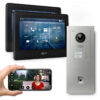 GOLIATH Hybrid 2-Draht BUS Türsprechanlage | App | 2 Fam | 2x7 Zoll Schwarz | Fingerprint | 180°