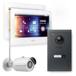 GOLIATH Hybrid 2-Draht BUS Video Sprechanlage | Anthrazit | 1 Fam | 2x7 Zoll Weiß | 180°