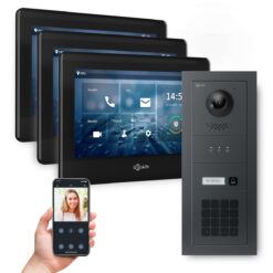 GOLIATH Hybrid 2-Draht BUS Video-Türsprechanlage | Anthrazit | 1 Fam. | 3x7" Schwarz | Keypad | 180°
