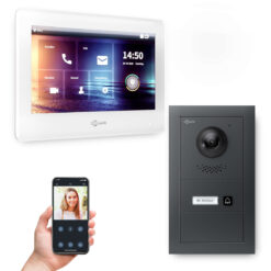 GOLIATH Hybrid 2-Draht BUS Video Türsprechanlage | Anthrazit | 1 Fam | Aufputz | 7" Weiß | 180°