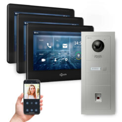 GOLIATH Hybrid 2-Draht BUS Videosprechanlage | App | 1 Fam. | 3x7" Schwarz | Fingerprint |180°