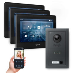 GOLIATH Hybrid 2-Draht BUS Videotürsprechanlage | Anthrazit | 1 Fam | 3x7 Zoll Schwarz | 180°