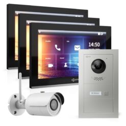 GOLIATH Hybrid IP Gegensprechanlage | App | 1-Familie | 3x 10 Zoll HD | Unterputz Set | 180° Winkel