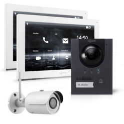 GOLIATH Hybrid IP Gegensprechanlage | App | Anthrazit | 1-Familie | 2x 10 Zoll | Unterputz | 180°