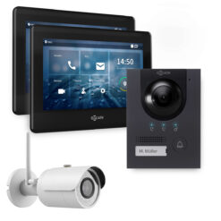 GOLIATH Hybrid IP Gegensprechanlage | App | Anthrazit | 1-Familie | 2x 7 Zoll | Unterputz | 180°