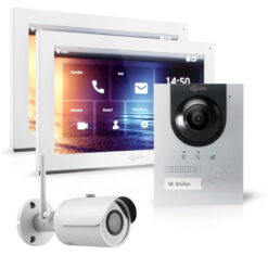 GOLIATH Hybrid IP Gegensprechanlage | App | Silber | 1-Familie | 2x 10 Zoll | Aufputz | 180° Kamera