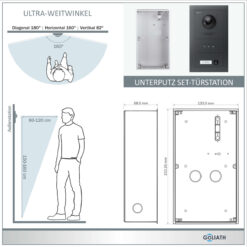 Alternative view of GOLIATH Hybrid IP Sprechanlage | Anthrazit | 1 Fam Set | 10" HD | Unterputz | 180° Kamera