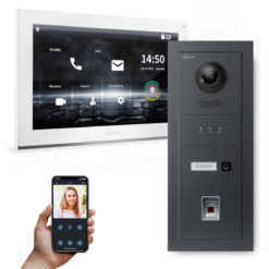 GOLIATH Hybrid IP Türsprechanlage | Anthrazit | 1-Fam | 10" HD | Fingerprint | 180° | Unterputz