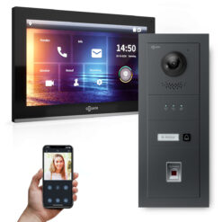 GOLIATH Hybrid IP Türsprechanlage | Anthrazit | 1 Fam | 10" HD | Fingerprint | Unterputz | 180°