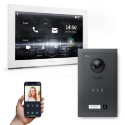 GOLIATH Hybrid IP Türsprechanlage | Anthrazit | 1-Fam | 10" HD | Unterputz Set | 180° Kamera