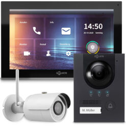GOLIATH Hybrid IP Türsprechanlage mit App | Anthrazit | 1-Familie | 10 Zoll | Aufputz | 180 Grad