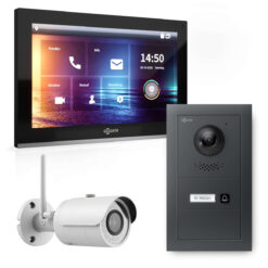 GOLIATH Hybrid IP Video Gegensprechanlage | Anthrazit | 1-Fam | 10" HD | Unterputz | 180° Kamera