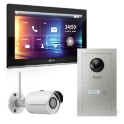 GOLIATH Hybrid IP Video Gegensprechanlage | App | 1-Familie | 10 Zoll HD | Unterputz | 180° Kamera