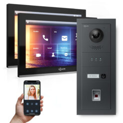 GOLIATH Hybrid IP Video Sprechanlage | Anthrazit | 1-Fam | 2x 10" HD | Fingerprint | 180° Kamera