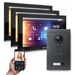 GOLIATH Hybrid IP Video Sprechanlage | Anthrazit | 1-Fam | 3x 10" HD | Unterputz Set | 180° Kamera