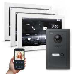 GOLIATH Hybrid IP Video Sprechanlage mit Anthrazit | 1-Fam | 3x 10" HD | Unterputz | 180° Kamera