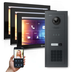 GOLIATH Hybrid IP Video Türsprechanlage | Anthrazit | 1-Fam | 3x 10" HD | Keypad | 180° Kamera