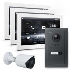 GOLIATH Hybrid IP Video Türsprechanlage | Anthrazit | 1-Fam | 3x 10" HD | Unterputz | 180 Grad