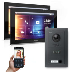 GOLIATH Hybrid IP Video Türsprechanlage | Anthrazit | 1-Fam Set | 2x 10" HD | 180° Kamera
