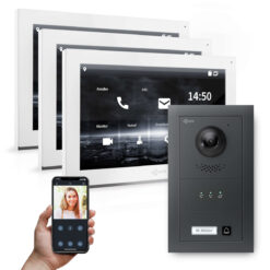 GOLIATH Hybrid IP Video Türsprechanlage | Anthrazit | 1 Fam Set | 3x 10" HD | 180° Kamera