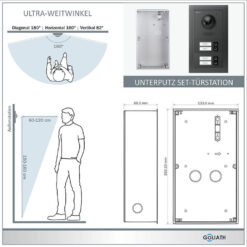 Alternative view of GOLIATH Hybrid IP Video Türsprechanlage | Anthrazit | 4 Fam | 4x10 Zoll Schwarz | Unterputz | 180°