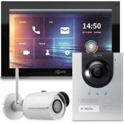 GOLIATH Hybrid IP Video Türsprechanlage | App | Silber | 1-Familie | 10 Zoll | Aufputz | 180°