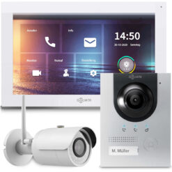 GOLIATH Hybrid IP Video Türsprechanlage | App | Silber | 1-Familie | 10 Zoll | Aufputz | 180° Kamera