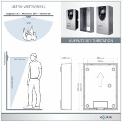 Alternative view of GOLIATH Hybrid IP Video Türsprechanlage | App | Silber | 1-Familie | 2x 10 Zoll | Aufputz | 180 Grad