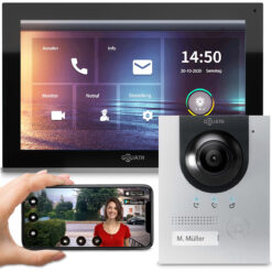 GOLIATH Hybrid IP Video Türsprechanlage | App | Silber | 1-Familienhaus | 10 Zoll | Aufputz | 180°