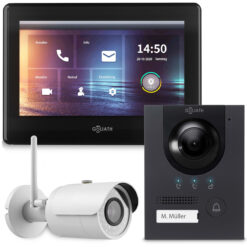 GOLIATH Hybrid IP Video Türsprechanlage mit App | Anthrazit | 1-Familien | 7 Zoll | Aufputz | 180°