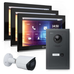 GOLIATH Hybrid IP Videotürsprechanlage | Anthrazit | 1-Fam | 3x 10" HD | Unterputz | 180° Winkel