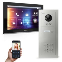 GOLIATH Hybrid IP Videotürsprechanlage | App | 1-Familie | 10 Zoll HD | Keypad | 180° Kamera