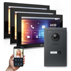 GOLIATH Hybrid IP Videotürsprechanlage | App | 1-Familie | 3x 10 Zoll HD | Aufputz | 180° Kamera
