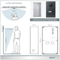 Alternative view of GOLIATH Hybrid IP Videotürsprechanlage mit App | Anthrazit | 1-Familie | 7"| Unterputz | 180°