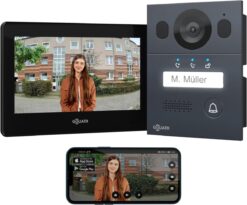 GOLIATH Basic 2-Draht BUS Türsprechanlage | FullHD | App | 150° | 1 Fam | Anthrazit/Schwarz | Unterputz