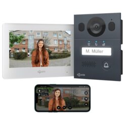 GOLIATH Basic 2-Draht BUS Türsprechanlage | FullHD | App | 150° | 1 Fam | Anthrazit/Weiß | Aufputz