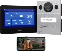 GOLIATH Basic 2-Draht BUS Türsprechanlage | FullHD | App | 150° | 1 Fam | Silber/Schwarz | Unterputz
