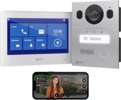 GOLIATH Basic 2-Draht BUS Türsprechanlage | FullHD | App | 150° | 1 Fam | Silber/Weiß | Aufputz