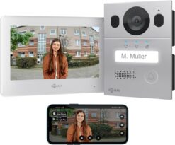 GOLIATH Basic 2-Draht BUS Türsprechanlage | FullHD | App | 150° | 1 Fam | Silber/Weiß | Unterputz