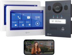 GOLIATH Basic 2-Draht BUS Türsprechanlage | FullHD | App | 150° | 1 Familie | Unterputz | 2 x Innenstationen