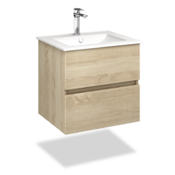 Alternative view of Badmöbel, Waschtisch hängend, weiß, dunkelbraun und hellbraun