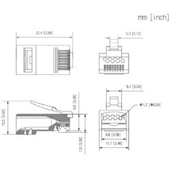 Alternative view of Dahua | RJ45 Stecker | Netzwerkstecker |vergoldete Messingkontakte | Für AWG21–23 Kabel | 100 Stück