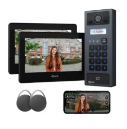 GOLIATH Basic 2-Draht BUS Türsprechanlage | FullHD | 2x 7" Schwarz | RFID & Keypad | 1-Fam | Aufputz