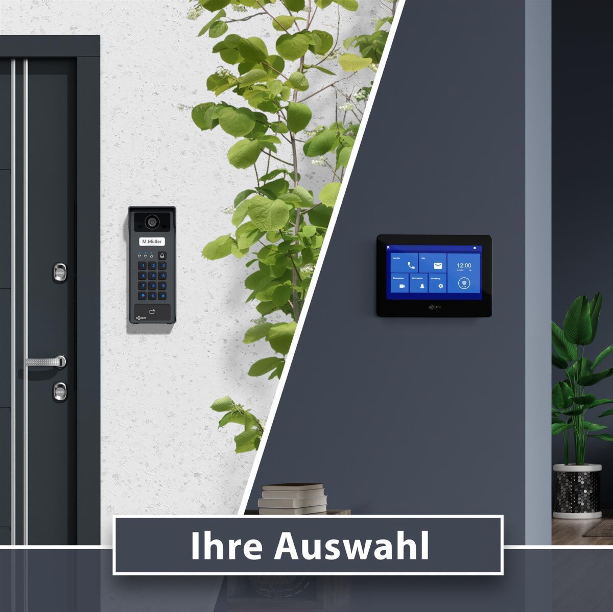 GOLIATH Basic 2-Draht BUS Türsprechanlage | FullHD | 2x 7" Schwarz | RFID & Keypad | 1-Fam | Aufputz – Bild 4