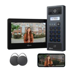 GOLIATH Basic 2-Draht BUS Türsprechanlage | FullHD | 7" Monitor | Schwarz | RFID & Keypad | Aufputz
