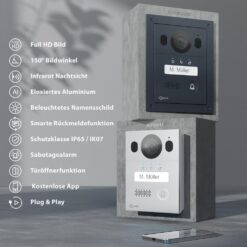 Alternative view of GOLIATH Basic 2-Draht BUS Türsprechanlage | FullHD | App | 150° | 1 Familie | Silber/Weiß | Aufputz