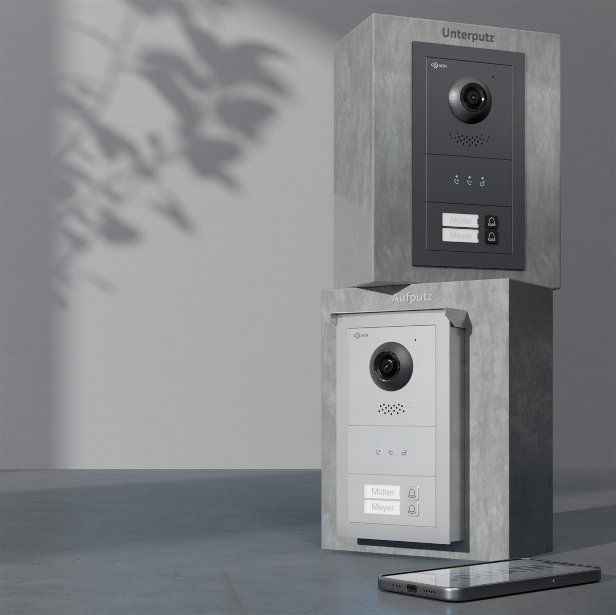 GOLIATH Basic 2-Draht BUS Türsprechanlage | FullHD | App | 150° | 2 Fam | Anthrazit/Schwarz | Aufputz – Bild 3