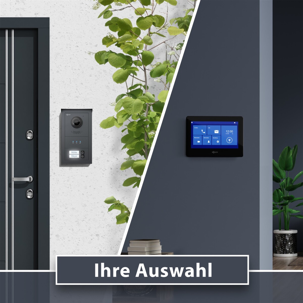 GOLIATH Basic 2-Draht BUS Türsprechanlage | FullHD | App | 150° | 2 Fam | Anthrazit/Schwarz | Aufputz – Bild 4