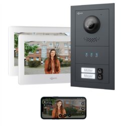 GOLIATH Basic 2-Draht BUS Türsprechanlage | FullHD | App | 150° | 2 Fam | Anthrazit/Weiß | Unterputz